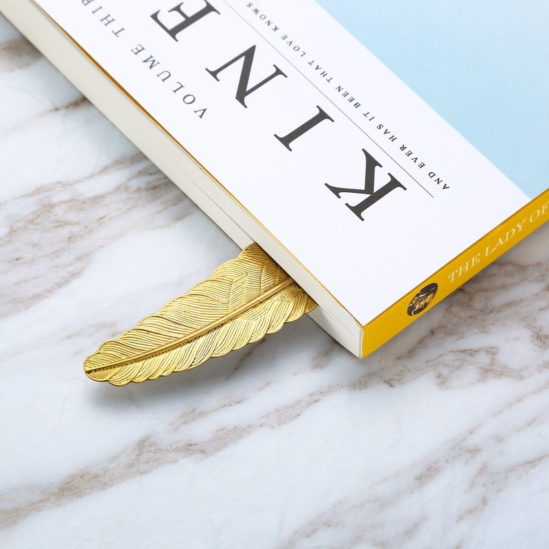 8 Pieces Metal Feather Bookmarks Assorted Metal Bookmark Feather Shape