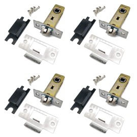 4 Sets of Bolt Through Tubular Mortice Latch(45mm),with Plastic Dust Cap,Stainless Steel Bracket and Set of Screws,Door Latch Designed to be Used with Sprung Lever Door Handles, Golden Grace.