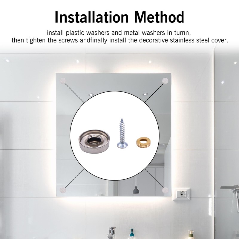 YXQ Mirror Screws Decorative Caps Cover Nails Brushed Stainless Steel