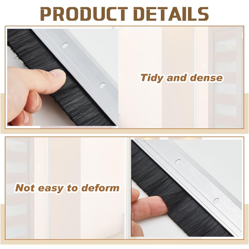 Hushee 2 Pack 36 Inches Brush Door Sweep, Aluminum Door