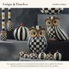 MACKENZIE-CHILDS Owl, Fall Owl Decor for Home, Black-and-White Courtly Check