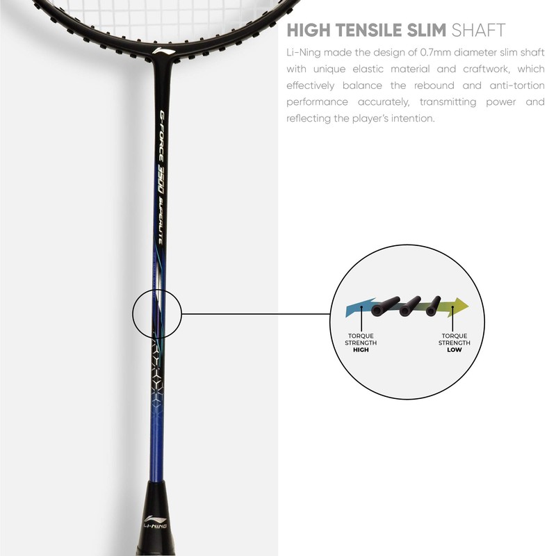 Li-Ning G-Force Superlite 3500 Carbon-Fiber Strung Badminton Racquet with Free
