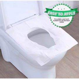 Lotas Italy - Copriwater Usa e Getta 50 pezzi (5x10), Copri WC Monouso Spesso Impermeabile Biodegradabile 42,5x36 cm, Igienico, Ecologico, Tascabile, Gettabile nel WC, Busta Richiudibile, Forme U/O/V