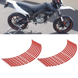 Motorcycle Wheel Rim Stripe Decal, 16pcs Bike Motorcycle 16-18inch Reflective Wheel Strip Stickers Decoration Accessory(red)
