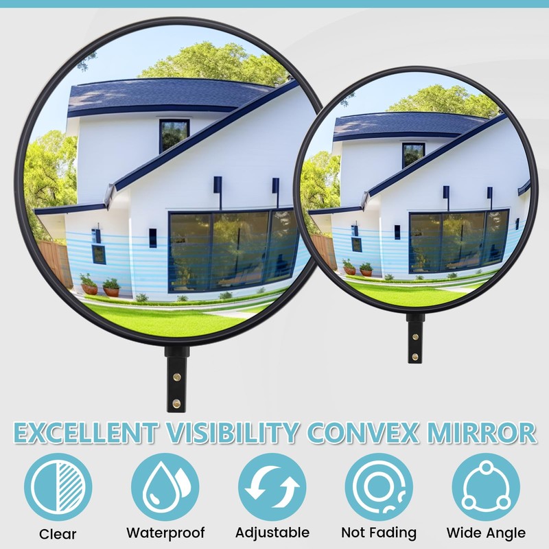 jose2015 2pcs convex mirror 25cm Wide-Angle Safety Mirror for Blind