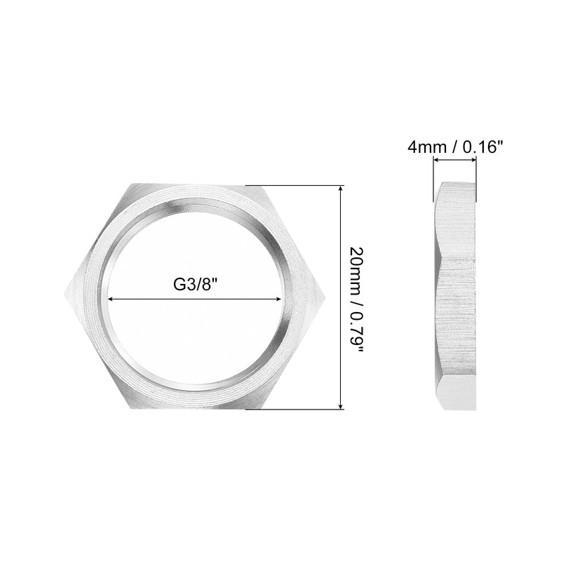 QUARKZMAN G3/8 Pipe Fitting Hex Thin Lock Nut Locking Nut