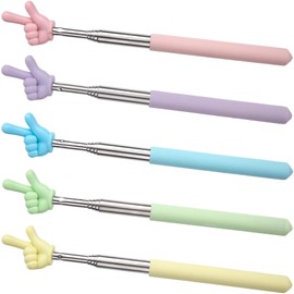 Alpinleux 5 Pcs Retractable Finger Pointer Sticks, Pointer Finger Stick, Extendable Teacher Pointer, Pointer Sick for Classroom, Reading (5 Light Colors)