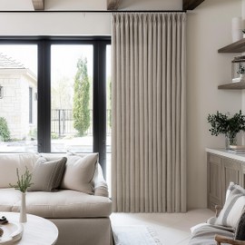 70 Inch Width Taupe Curtains 90 Inches Long Linen Curtains Pinch Pleated 90 Inch Length for Living Room Bedroom Semi Sheer Back Tab Hooks Rings Pinch Pleat Patio Glass Door 1 Panel Burlywood Birch