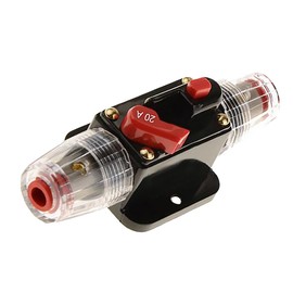 B Baosity 12V DC 20A-100A AMP Car Audio Re-settable Inline Circuit Breaker Holder, 20A