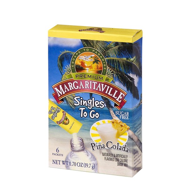 Margaritaville Singles to Go Drink Mix, Pina Colada, 6 Count (Pack of 6)