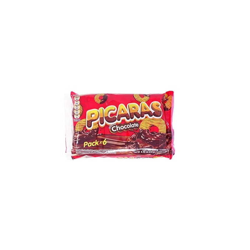 PICARAS Galletas Bañadas en Chocolate 240 gr. (6 units of