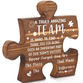 Team Appreciation Gifts, Puzzle Piece Thank You Plaque for Team Members, Employee Recognition, Motivational Puzzle Decor AXX23