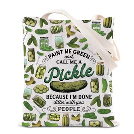 Pickle Tote Bag Pickle Lover Canvas Bag Pickling Season Gift Dill Pickle Food Gift Fermentation Gift Canned Pickle Gift (Pickle People Tote)