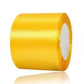 Yellow Ribbon 3 Inch x 25 Yards, Satin Fabric Ribbon for DIY Crafts, Gift Wrapping, Bows Making, Wreaths, Flower Bouquets, Chair Sash, Christmas and Wedding Party Decorations