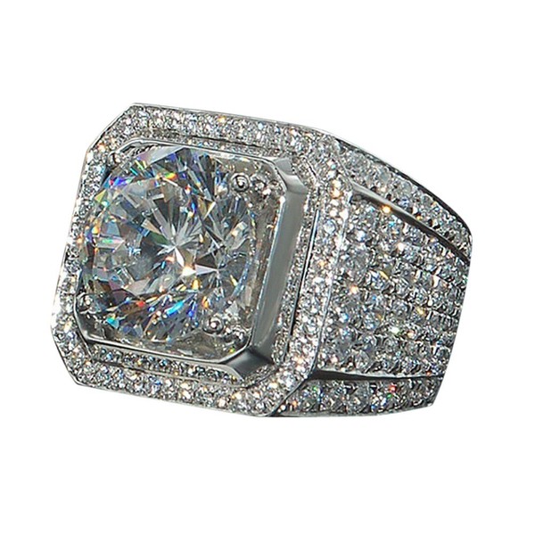 LRESJJIUJ 925 Silver Cuble Zirzon Diamond Engagement Band fo Men