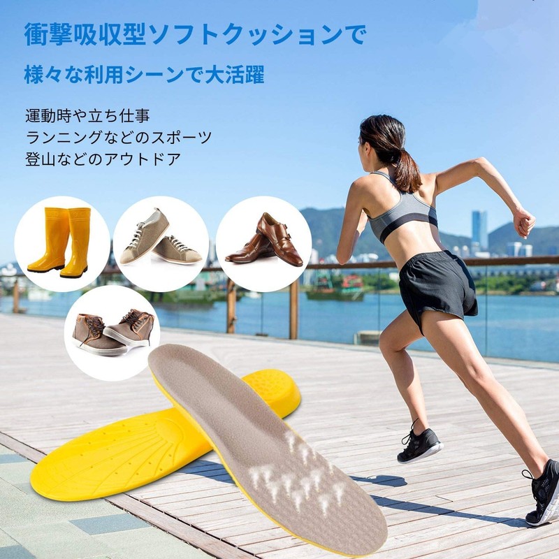 Insole, Ergonomic 3D Arch Support, Shock Absorption, Footbed, Arch Memory