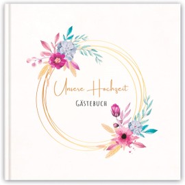 LifeDesign Guest Book Wedding Gift Wedding Book Wedding Album Blank Photo Album Wedding 21 x 21 cm 120 Pages Hard Cover Sturdy Thread Binding Wedding Guest Book Blue Pink