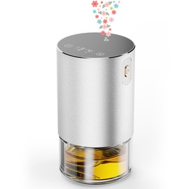 Waterless Essential Oil Diffuser, Rechargeable Aromatherapy Scent Diffusers for Home, Car, Bedroom, Office, 1/2/4/8-Hour Timer, 100ml Capacity, 3 Mist Levels, Silver