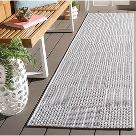 SAFAVIEH Sisal All-Weather Collection Runner - 2'2" x 8', Grey & Ivory, Indoor/Outdoor, Weather Resistant & Washable, Ideal for Patio, Backyard, Mudroom, Deck (SAW648F)