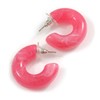 Small Acrylic Thick Half Hoop Earrings with Marble effect in