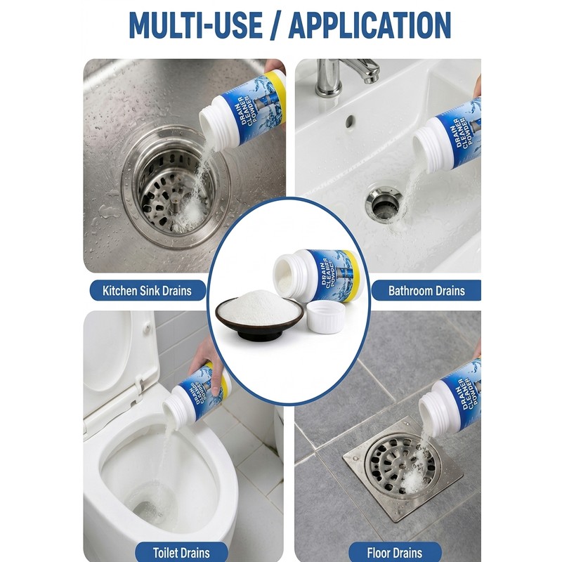 Powerful Drain Cleaner Powder for Sink, Toilet & Kitchen Pipes