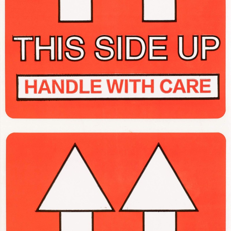 This Side UP - Handle with Care Pre-Printed Labels/Stickers (2"