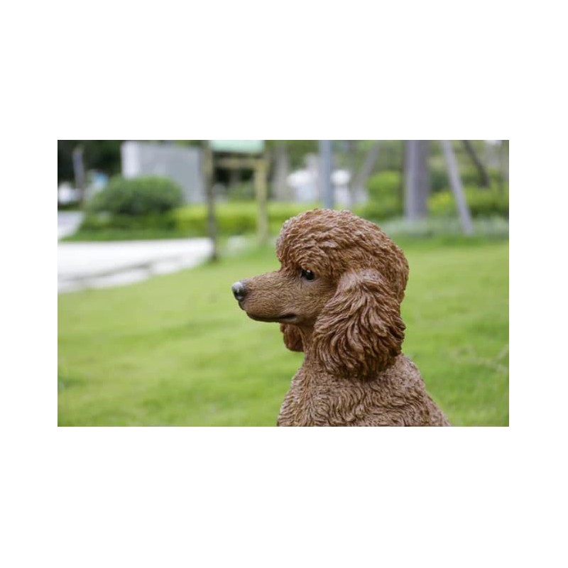 HiLine Gift Ltd. Poodle Sitting Statue Brown White 15.5" x