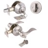 Gobrico Satin Nickel Keyed-Alike Door Levers and Single Cylinder Deadbolts