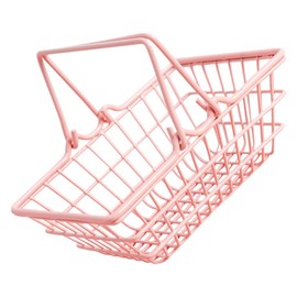 Toyvian Mini Prop Shopping Basket Small Shopping Basket Toy, Grocery Basket with Handles Easter Eggs Baskets, Mini Prop Shopping Basket Grocery Basket Pink Small Shopping Basket Toy