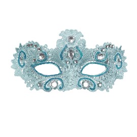 WIDMANN wid04701 ? Noblesse Lace Mask Blue Decorated with Glitter and Gemstones, Turquoise, One Size
