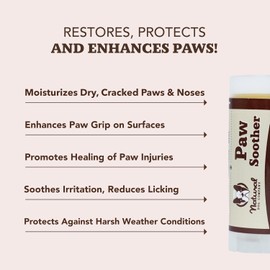 Natural Dog Company Paw Soother Balm for Dogs 0.15 oz Stick, Organic Soothing & Moisturizing Relief for Dry, Cracked Paws, Winter Healing Relief, Gentle & Lick-Safe