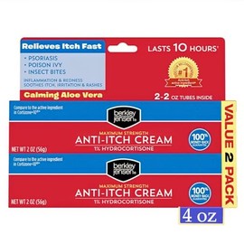 Berkley Jensen Crema antipicazón de máxima resistencia (4 onzas), con aloe vera calmante, alivio de picazón de hidrocortisona al 1% para eczema, psori