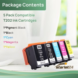 202XL Printer Cartridges Replacement for Epson 202 XL Compatible with Epson Expression Premium XP-6100 XP-6000 XP-6105 XP-6001 XP-6005 (1 Black, 1 Photo Black, 1 Cyan, 1 Magenta, 1 Yellow)