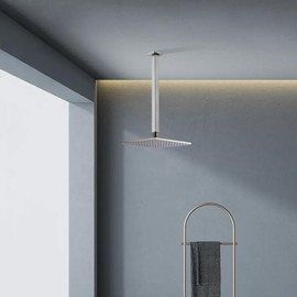 Clovermap Square Shower Arm with Flange, 16 inch Ceiling Mounted Extension Arm for Fixed Rain Shower Head Stainless steel, Brushed Nickel