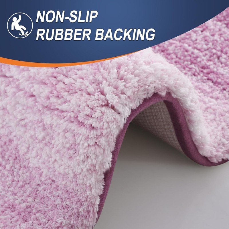 smiry Microfiber U-Shape Toilet Mat, Non-Slip Shaggy Soft Pedestal Mat