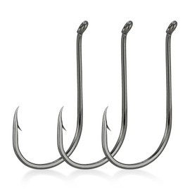 Dr.Fish 100 Pack Fishing Octopus Hook Live Bait Hook Black Nickel Sharp Offset Surf Fishing Catfish Bass Fishing Hooks Texas Drop Shot Rig Wacky Hooks Carp Bluegill Tuna Freshwater Saltwater #8-10/0