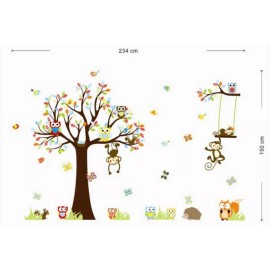 DaraBaby Vinil Decorativo Infantil Sala Cuarto Árbol Con Changos 123