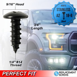 ReplacementScrews Stainless License Plate Screws Compatible with Ford - Front or Rear - Black Oxide - 18-8/304 Grade Stainless Steel - Fits All Models (F-150, Explorer, Mustang etc) (Pack of 4)