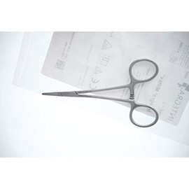 INTEGRA/MILTEX HALSTED-MOSQUITO FORCEPAS HEMOSTÁTICAS, 5 pulgadas, ACERO INOXIDABLE, CERRADURA DE RATCHET, TIPAS rectas, 7-2 (Caja de 1)