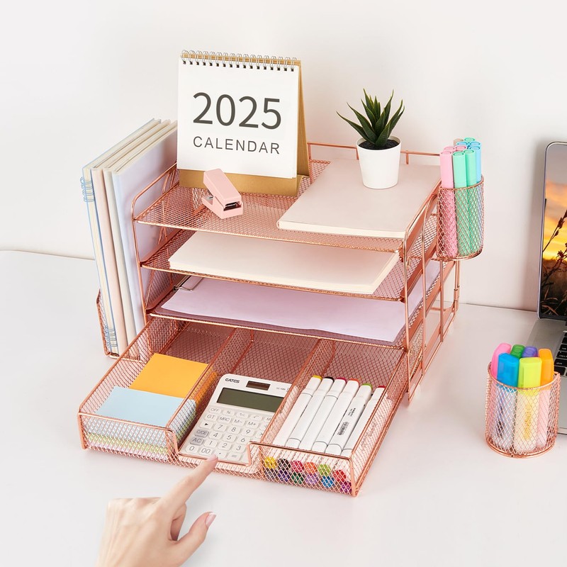 gianotter Desk Organizers and Accessories with File Holder, 4-Tier Desk