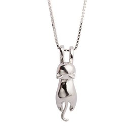 TMCO 925 Sterling Silver Moon Cat Necklace Cat Pendant Necklace (cat pendant necklace)