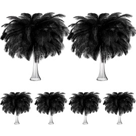 Tigeen 200 Pcs Ostrich Feathers Bulk, 12-14 Inch Large Natural Ostrich Feathers Plumes for Wedding Party Centerpieces DIY Crafts Vase Decorations (Black)