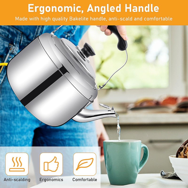 Stovetop Kettle 5 Quart/5L Stainless Steel Whistling Tea Kettle with