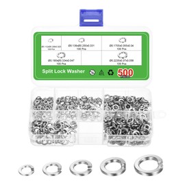 sourcing map 500Pcs #4#6#8#10#12 304 Stainless Steel Split Lock Washer Kit for Screw Bolts Machinery