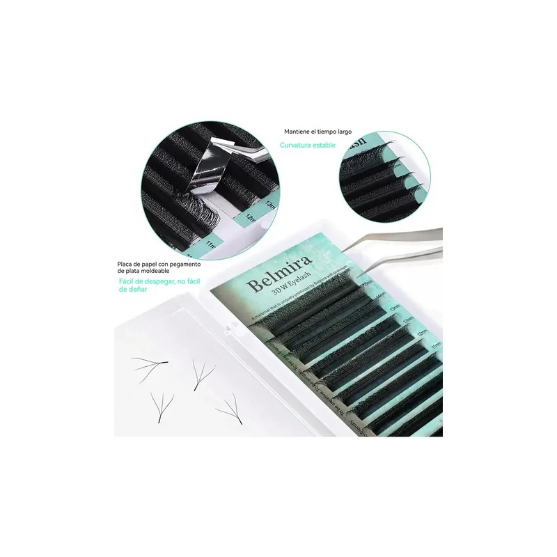 Extensiones De Pestañas 3D In W, 8–15 mm, Naturales y