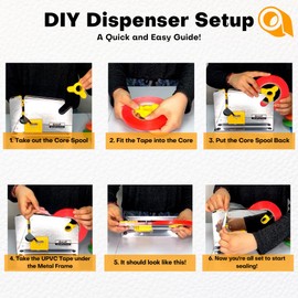 WOD ET-605K Stainless Steel Constructed, Produce Bag Sealers Taper Dispenser with Trimmer Blade - Ideal for Packaging Ice Bags, Ground Meats, & More: Fits Up to 1/2 inch Wide (Holds 3 inch Core)