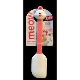 Joie Pink Meow Cat Kitten Rubber Spatula Cooking Baking White Silicone