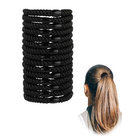 KGDUYC Pack of 15 Black Hair Ties for Women Girls, No Damage, No Crease Hair Elastics, Elastics Hair Bands, Ponytail Holders, Perfect for Girls and Women with Thick or Curly Hair