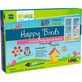 KREUL C Window Style Stencil 74986 – Pen Set Happy Birds