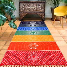 Mexican Yoga Mat Beach Picnic Blanket Chakra Meditation Mat Yoga Rug Sunscreen Shawl Chakra Wall Tapestry Decor Boho Pilates 59 in (Polyester Fibre)